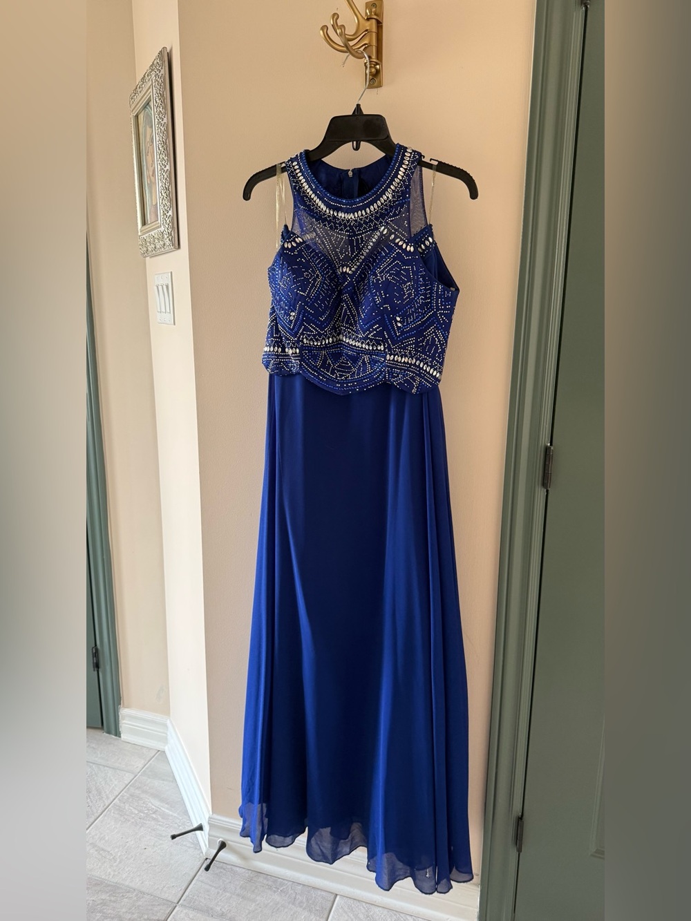 Royal Blue Embellished Maxi Skirt